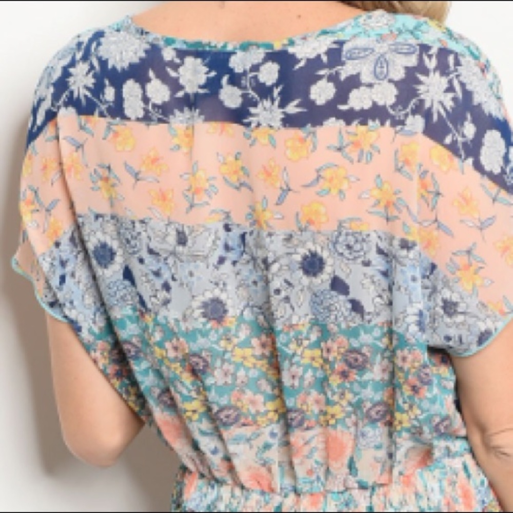 Pastel color block floral Multi Print Dress, New! - Picture 6 of 7